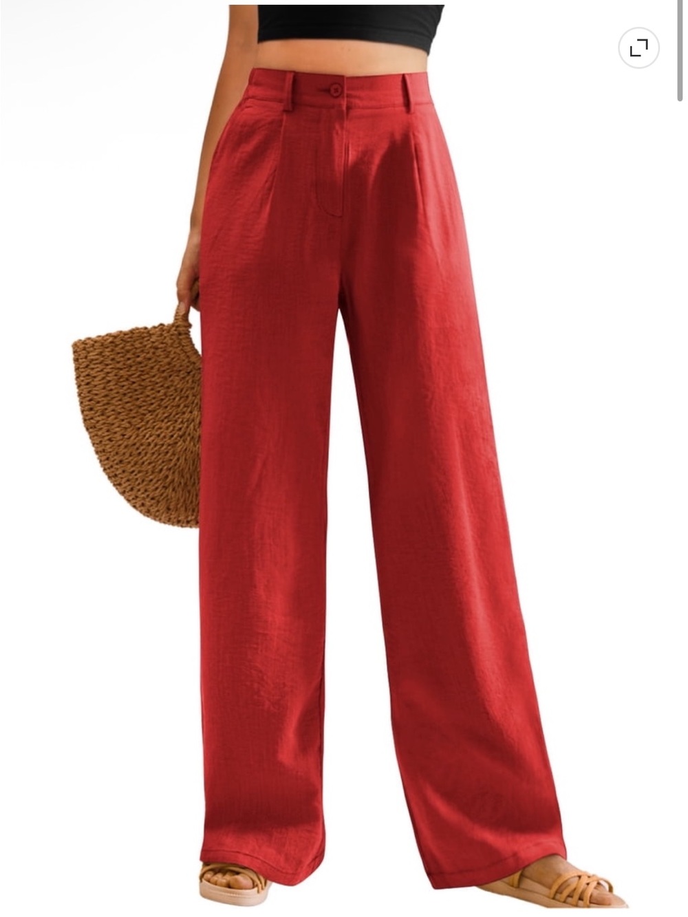 Boutique Lightweight Wide Leg High-Waist Trousers Red Large NWT